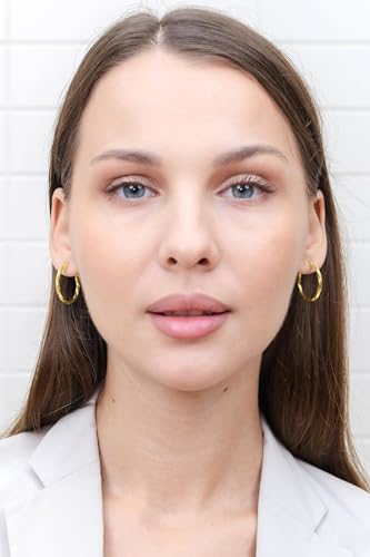 Hoops & Loops 925 Sterling Silver Twisted Hoop Earrings for Women - Hypoallergenic 14K Gold, Rose Gold, Black Flash Plated 2mm Thin Twist Design Round Click-Top Hoops, 15/20/25/30/35/40/50/60mm - color: 15,20,25mm - Gold