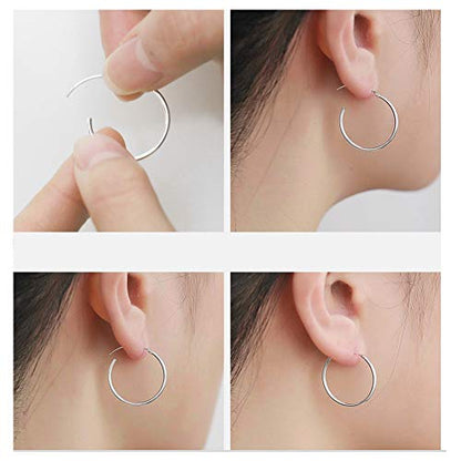 YFN Hoop Earrings Sterling Silver Polished Round Circle Endless Earrings Diameter 20,30,40,50,60,70,80mm - style: Diameter 30mm Medium Hoop Earrings