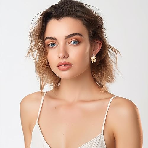 Rhinestone Stud Earrings for Women Small Dainty Crystal Cluster Drop Earrings for Girls Cute Costume Jewelry for Bridal Wedding Party Gift - color: Champagne