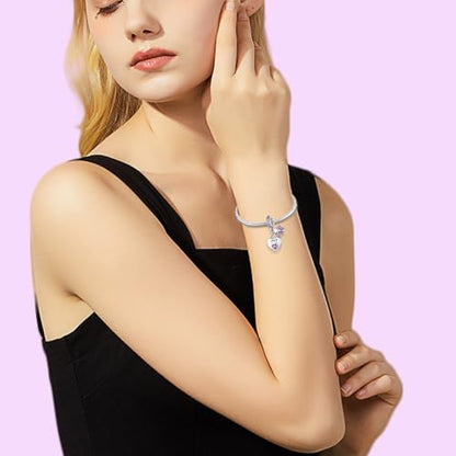 925 Sterling Silver Birthstone Bracelet Charm - Unique Heart Shaped Design, Fits most Europe Pandora Bracelets and Necklaces, women's DIY holiday Gifts - style: G-July