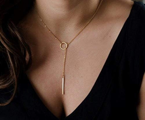 choice of all Rose Gold Necklaces Lariat Necklace for Women Slip Chain Necklace Y-Shaped Pendant Necklaces Trendy Jewelry Gifts - color: A1:rose gold necklace