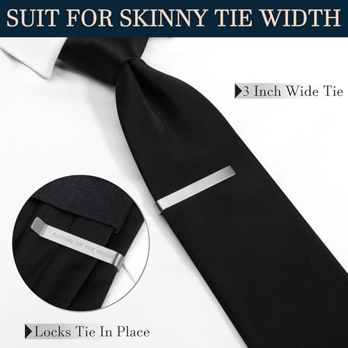 HAWSON Father of the Bride and Groom Tie Clip Best Man Skinny Stainless Steel Marriage Tie Bar Wedding Gift for Man - style: 2''-Father Of The Bride