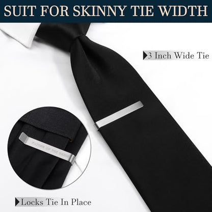 HAWSON Father of the Bride and Groom Tie Clip Best Man Skinny Stainless Steel Marriage Tie Bar Wedding Gift for Man - style: 2''-Father Of The Bride