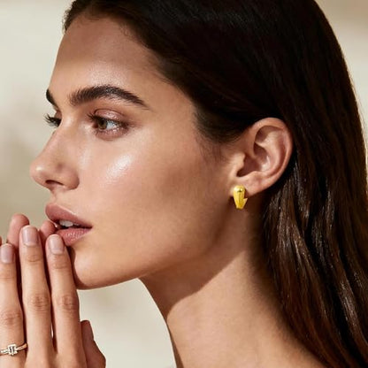 Heart Shaped Hoop Earrings for Women | 14k Gold Silver Plated, Small Heart Earring, Huggie Hoops, Lightweight, Jewelry Gifts - color: 02Heart-Gold