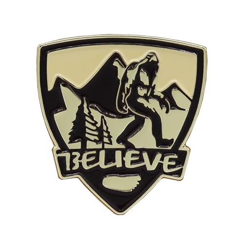 Bigfoot Enamel Lapel Pin - for Fans of Bigfoot and Sasquatch - style: Cryptid Belief Shield