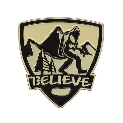 Bigfoot Enamel Lapel Pin - for Fans of Bigfoot and Sasquatch - style: Cryptid Belief Shield