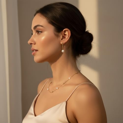 Gold Jewelry Sets for Women, Gold Pearl Dangle Earrings Bracelets Necklaces Set, Women's Jewelry Gifts for Women Wife - style: Gold Pearl Necklace Set-3PCS