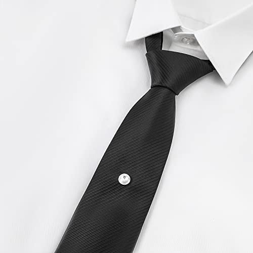 Tie Pins for Men Silver Tie Pins with Chain, Tie Tack Pins Brooch Personalized Wedding Business Gifts - color: White crystal