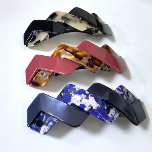 Mistofu 3.93in Large Premium Acetate Barrettes for Women - Elegant French Retro Accessories for Thick Hair Daily Wear - color: mahua25