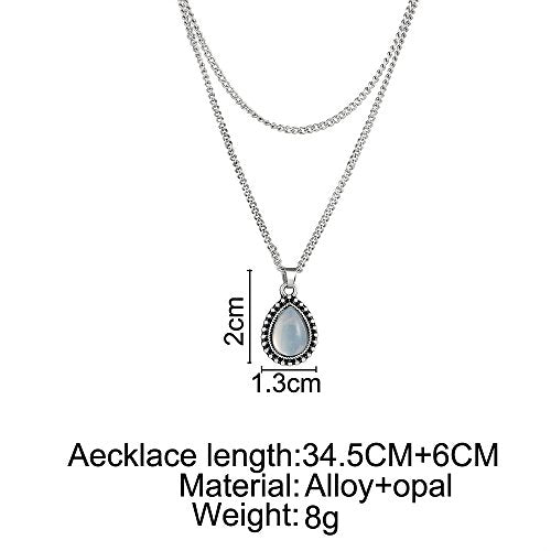 Simple Layered Bar Silver Drop Pendant Necklace Boho V Neck Women Accessories