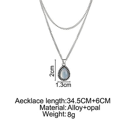 Simple Layered Bar Silver Drop Pendant Necklace Boho V Neck Women Accessories