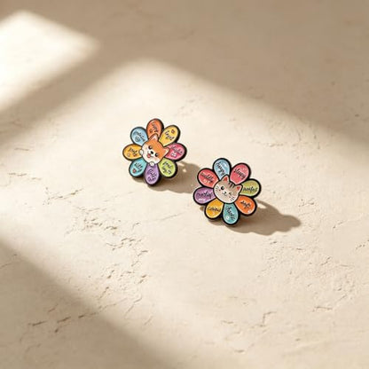 2/4/5/20pcs Funny Enamel Pins Bulk - Aesthetic Hard Enamel Lapel Pins Set, Art Brooches for Backpacks, Jackets, Hats, Bags, Lanyards, Cute Animal Pins for Adults, Kids, Women, Men - style: 2pcs Flower