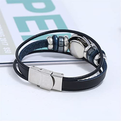 2Pcs Multilayer Constellation Zodiac Leather Bracelet Handmade Woven Zodiac Sign Wrap Bracelet Wristband for Women Men Jewelry Birthday Gift - color: C:Pisces(2/19 - 3/20)