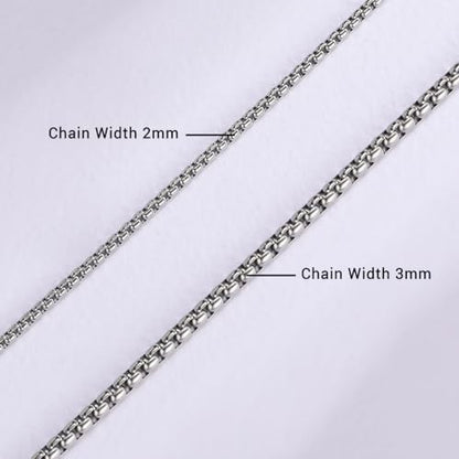 Eusense Stainless Steel Chain Necklace for Men Women Rolo/Wheat/Snake/Box Chain, 2-3MM, 20-24 Inches with Delicate Gift Box - color: Silver, size: 22+2 Inches Length, style: Rolo Chain-3MM Width