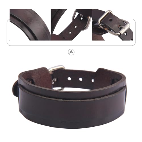 JAOYU Punk Leather Cuff Bracelet Goth Leather Wristband Rock Bracelet Biker Bracelet for Men Leather Armband Black Handmade Jewelry - color: Goth Men Bracelet