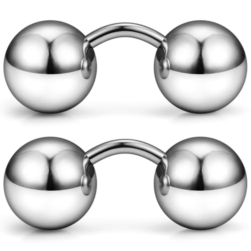 G23 Titanium 16G 14G 12G Big Piercing Balls PA Rings Piercing Jewelry Hypoallergenic Externally Threaded Curved Barbell VCH Piercing Jewelry Women Men 6mm 8mm 10mm Balls - style: 14G Titanium-6mm bars-10mm balls