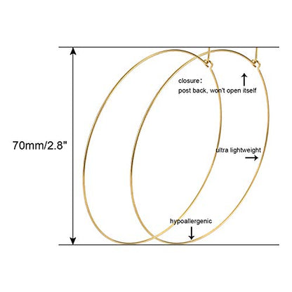 ESMATOO Thin Gold Hoop Earrings for Women - Hypoallergenic Lightweight Gold Hoop Earrings Dainty - Large - color: Gold, size: 70MM