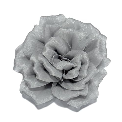 Flash Camellia Flower Brooch Pin for Women Men Elegant Texture Fabric Dahlia Rose Floral Brooches Lapel Pins Dainty Wedding Holiday Party Costume Dress Accessories Jewelry - color: Light Grey