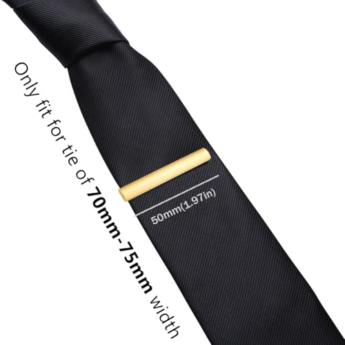 HONEY BEAR 5cm/5.4cm/6cm Mens Tie Clip Bar for Normal Size Steel Business Wedding Gift 1.97"/2.12"/2.36" - style: 5cm Matte Gold Polished