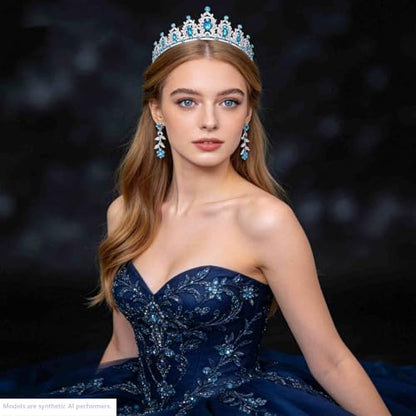 Kamirola Tiaras and Crowns for Women,Tiaras Earrings Necklace, Crystal Bridal Jewelry Set, Costume Party Halloween Prom Pageant Jewelry for Women(TR45) - color: Lackblue