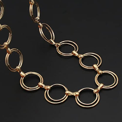 Women's Chain Belt Metal Waist Belt Chunky Belly Link Belt - color: O-ring Gold, size: XL: 59 in