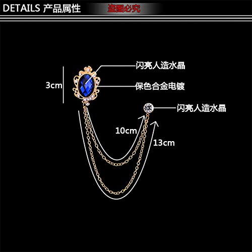 Men's Gem Brooch Lapel Pin Badge Hanging Chains Collar Brooches Pin for Career Suit Tuxedo of Shirts Tie Hat Scarf for Boyfriend Father Birthday - color: Black