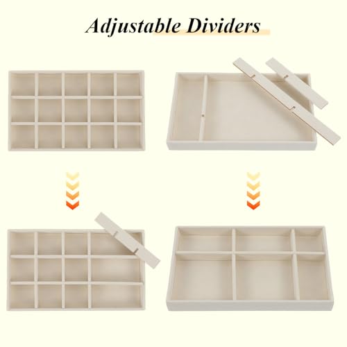 8 Pack Velvet Jewelry Trays Stackable Jewelry Organizer Tray Inserts for Drawer Beige Jewelrys Storage and Display Case for Necklaces Rings Earrings Bracelets