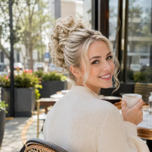 CAISHA Jumbo Hairpiece Scrunchy Updo Voluminous Curly Messy Bun Light Blonde G5L - color: light blonde #22T613 G5L