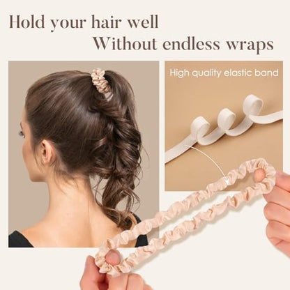 LULUSILK Small Silk Hair Ties No Damage, 100% Real Mulberry Silk, Skinny Scrunchies Ponytail Holders for Thin Fine Hair, Black Brown and Lotus Pink, Pack of 3 - color: Black&Brown&Lotus Pink