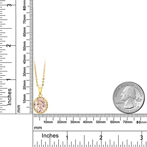 Gem Stone King 11X9MM Oval Gemstone Birthstone Pendant Necklace | 925 Sterling Silver | Solitaire Necklace For Women | With 18 Inch Chain | Fine Jewelry Gifts for Mom Women Wife Her - color: Morganite Peach Mystic Quartz