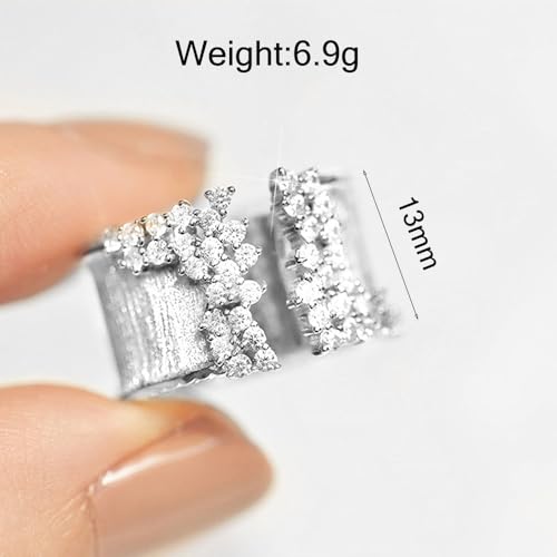 GIGB PBDK Gold Crystal Open Rings for Women,Bling Silver Stainless Steel Cocktail Rings,Adjustable Cubic Zirconia Cluster Big Ring,Party Statement Jewelry Accessories