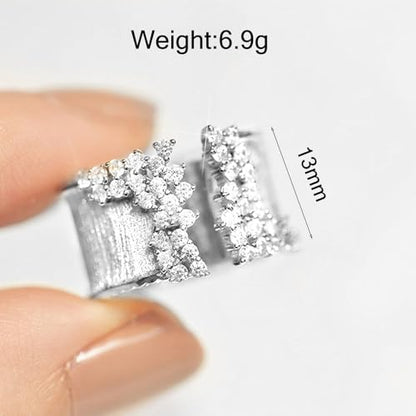 GIGB PBDK Gold Crystal Open Rings for Women,Bling Silver Stainless Steel Cocktail Rings,Adjustable Cubic Zirconia Cluster Big Ring,Party Statement Jewelry Accessories