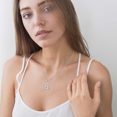 Heart Animal Necklace 925 Sterling Silver Cute Animal Pendant Jewelry Birthday Gifts for Women Girlfriend Mom Animal Lovers - style: 3-1 Highland Cow