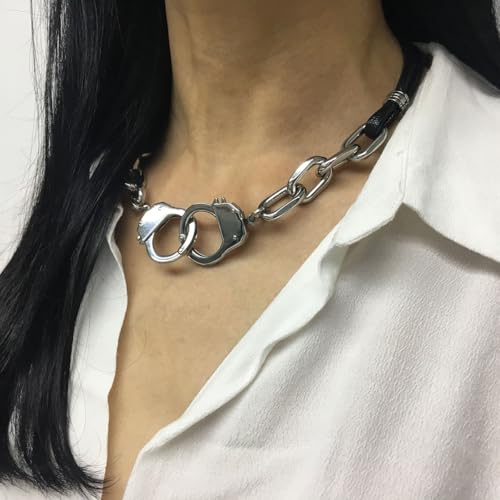 Succuba Stainless Steel Handcuff Choker Necklace Chain Pendant Choker Collar Necklace for Women and Men from 16 to 24 Inches with Box - color: C, size: 18 Inches