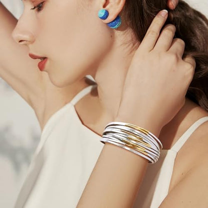 Wrapped Bracelets for Women,Leather Boho Bracelets for Women - color: Leather-Silver