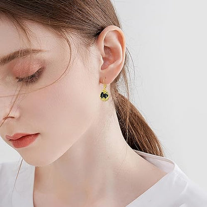 Sterling Silver Black Onyx Earrings for Women 18K Yellow Gold Plated Jewelry Gifts - style: Filigree Teardrop