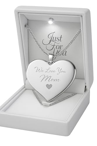 A & L Engraving Personalized Silver Teardrop Heart Necklace – Custom Engraved Heart Pendant - Romantic Gift For Her - Ships from USA