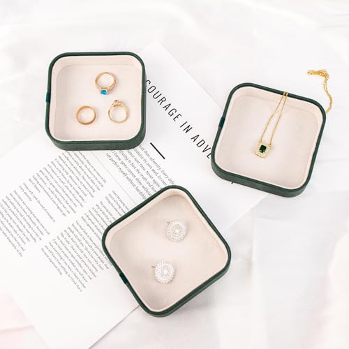 Set of 3 Small Stackable Jewelry Organizer Trays Mini Jewelry Drawer Oragnizer Small Jewelry Display Tray for Necklace Bracelet Rings Earrings and Makeup (DarkGreen) - color: DarkGreen