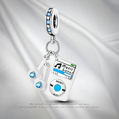 Pandach 925 Sterling Silver Charms for Bracelets and Necklaces Travel Round The World Beads Charms Relaxation Dangle Pendant,Jewelry Beads Gifts for Women - style: Love Music Charm
