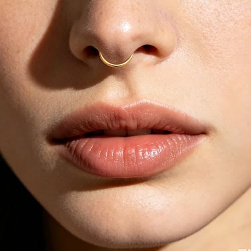16G 6MM 7MM 8MM 9MM 10MM 12MM Hinged Clicker Septum Rings Pack Surgical Stainless Steel 16 Gauge Nose Ring Daith Rook Tragus Helix Cartilage Conch Hoop Earrings Piercing Jewelry for Women Men - color: Gold Tone