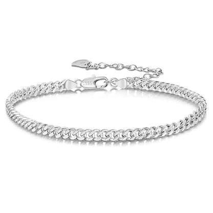 Dankadi 925 Sterling Silver Anklets Bracelet Women/Men Waterproof Simple Durable Chopin Chain/Cuban Link/Figaro/Box/Twist Rope Chain For Beach Foot Jewelry Gift - color: 3MM Cuban Chain, size: 27cm