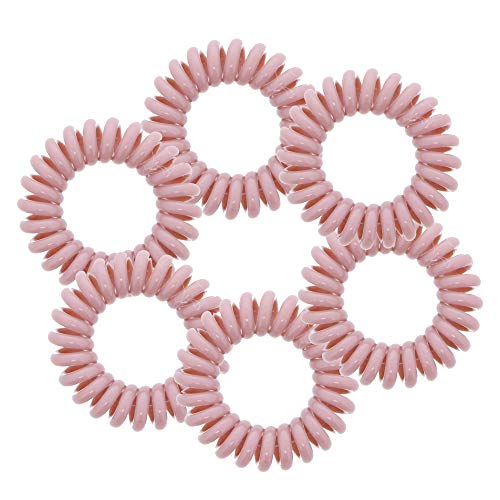 Small Coil Hair Ties For Girls - Set of 6 Tan - color: Tan