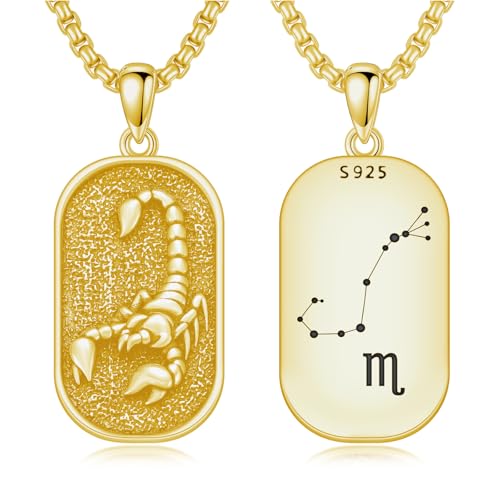 SIMONLY Zodiac Necklace 925 Sterling Silver Constellation Necklace Zodiac Sign Necklaces Horoscope Jewelry Christmas Birthday Astrology Gifts for Women Men Unisex - style: Scorpio-Gold