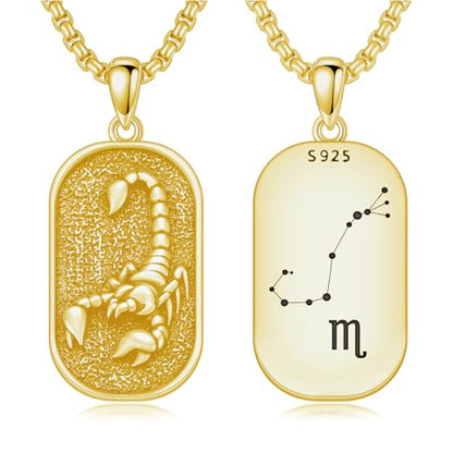 SIMONLY Zodiac Necklace 925 Sterling Silver Constellation Necklace Zodiac Sign Necklaces Horoscope Jewelry Christmas Birthday Astrology Gifts for Women Men Unisex - style: Scorpio-Gold