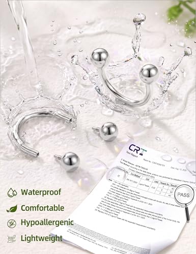 ORAZIO Half Huggie Earrings Jacket Pack for Women Backless Hoop Earring 18G | Hypoallergenic Surgical Steel Arc Hoop Backless No Back Stacks Set Small CZ Screwback Studs Jewelry Gift for Women Men Trendy - color: Silver Plated-Style1 Round