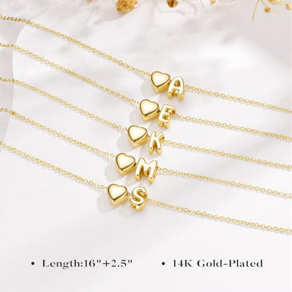 M MOOHAM Heart Initial Necklaces for Women Girls Gifts Letter A-Z Necklace | 14K Gold-Plated, Heart Letter Necklace for Kids Jewelry, Teen Girl Gifts, Initial Necklace, Birthday Gifts for Women Girls - color: P