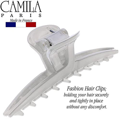 Camila Paris CP3230 French Hair Clip for Women, Narrow, Strong Hold Grip Double Teeth Girls Hair Claw Clips Jaw, Fashion Durable Styling Hair Accessories for Women, Made in France - color: Gray 3.25"