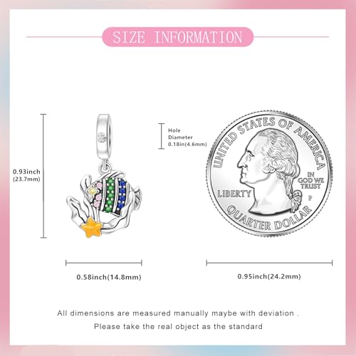S925 Sterling Silver Cute Bead Charm for Pandora Bracelets and Necklaces | Lucky Clover Cute Animal Pink Bow Cherry Butterfly Pendant Bead Charms Jewelry Making Gifts for Women Valentines Mother's Day - style: ocean element pendant