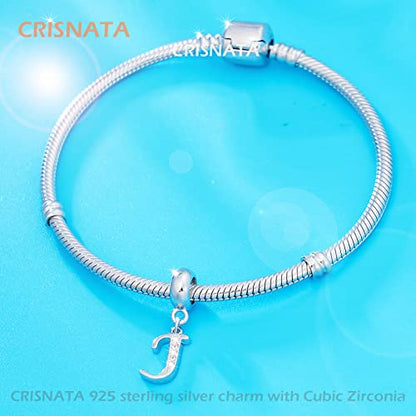 26 Letter Pendant Charms, Polished 925 Sterling Silver Complete Initial A-Z Dangling CZ Stone Alphabet Beads, fits European Bracelet Necklace, Gift for Mother/Father/Daughter/Son/Sister/Aunt - color: Letter J CZ Pendant Charm