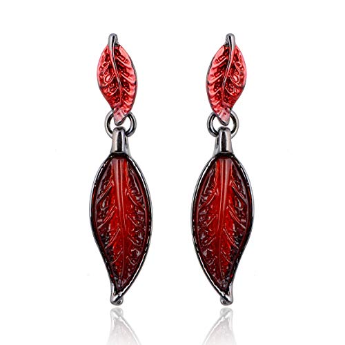 AMYJANE Vintage Statement Jewelry Set - Spring Leaf Flower Floral Plant Necklace Earring Set Crystal Rhinestone Fashion Costume Jewelry for Women Prom Party Unique Gift - style: Red Leaf Jewelry Set